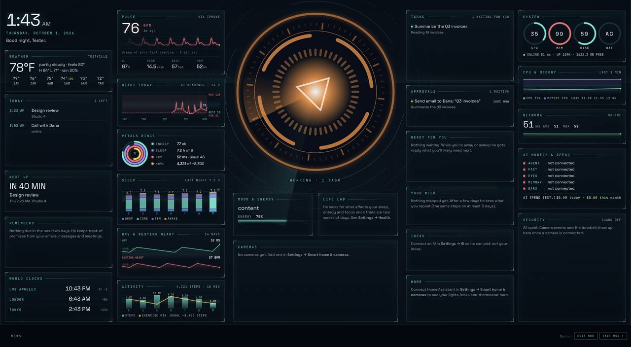 Everything, at a glance. Your vitals too.